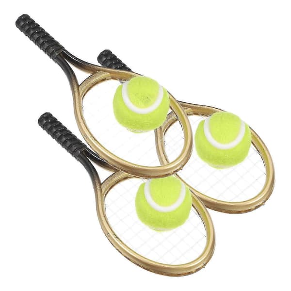 Mini tennis-kagetop til sports-temafester, 3 sæt med proportionel form og realistisk greb