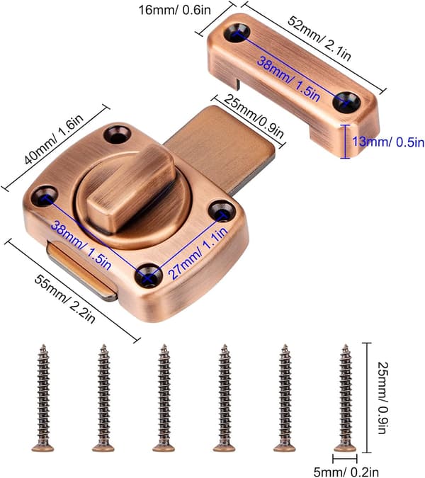 Door Lock Security Rotating Door Latch Lock Zinc Alloy Door Lock