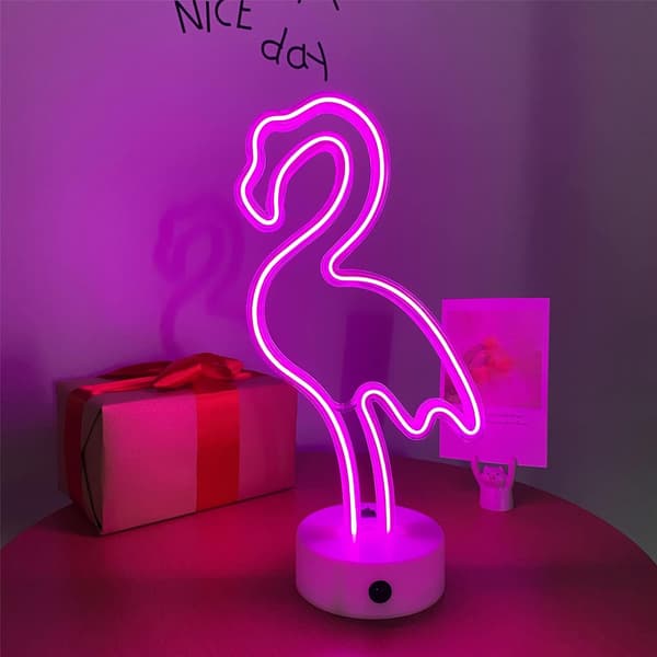 Neonrosa med stativbas, rosa neonlampa, batteridriven/USB-driven