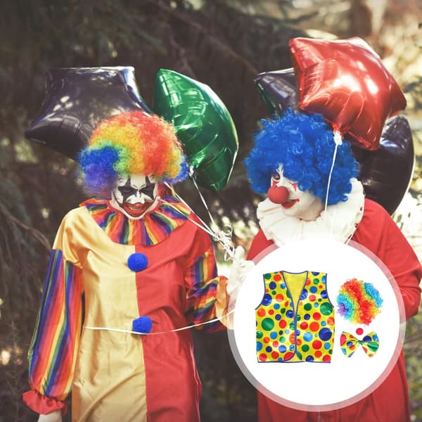 Clownperuk med röd svampnäsa, 4 delar tillbehörsset från Mesh -