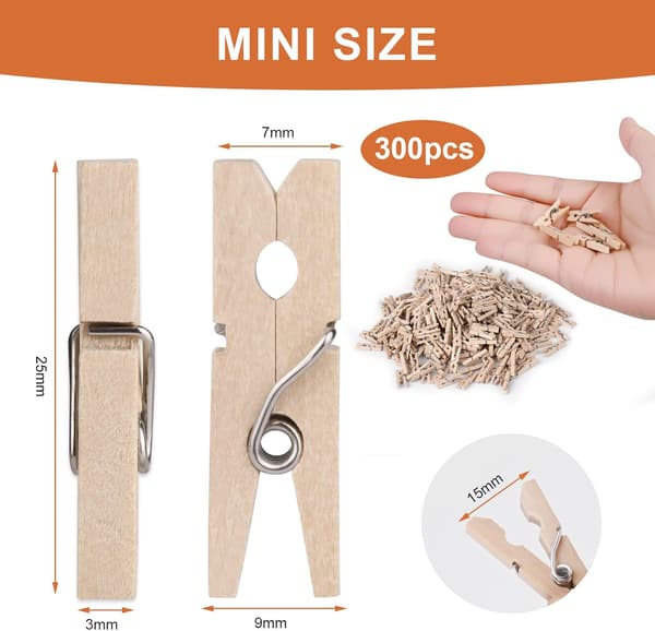 Mini Träklämmor, 300 st Mini Dekorativa Klämmor Små