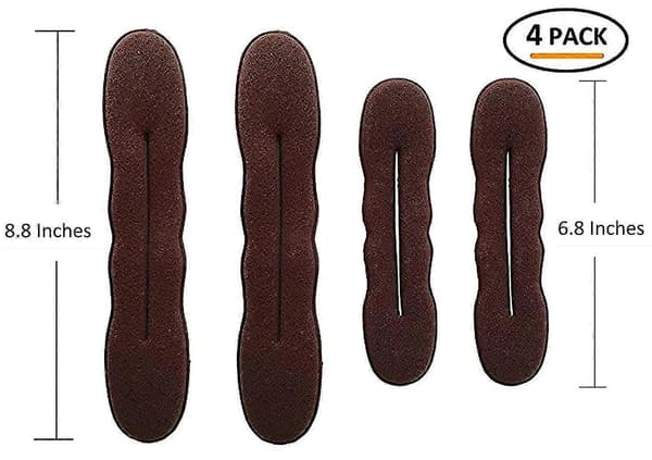 Magic Hair Bun Maker 4-pack (2 Small, 2 Large) Foam Sponge Bun Shaper Accessories Strong Flexible Reusable