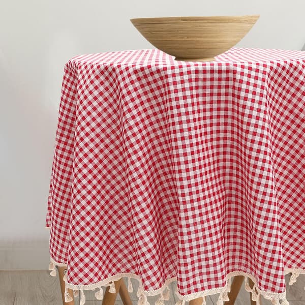 Dekorativ Rutete Duk Rosa Bomull-Polyester Blandet Stoff Elegant Chic Design