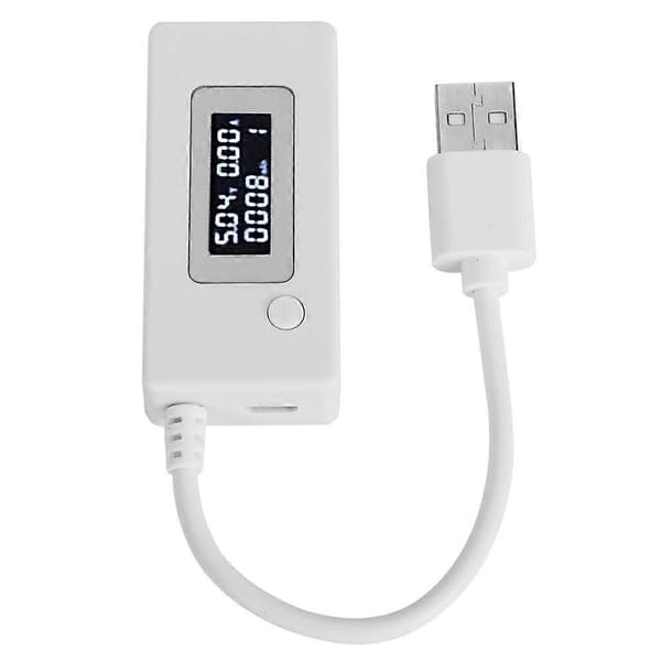 LCD-skærm Baggrundsbelysning USB-detektor Amperemeter Voltmeter Ladekapacitetstester Måler 4-30V Hvid