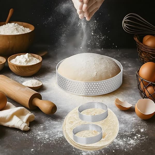 ING 8-delte dessertringe 8 cm kageringe butterdejsringe bageforme dessertringe med hul dessertringe i rustfrit stål form til bagning og