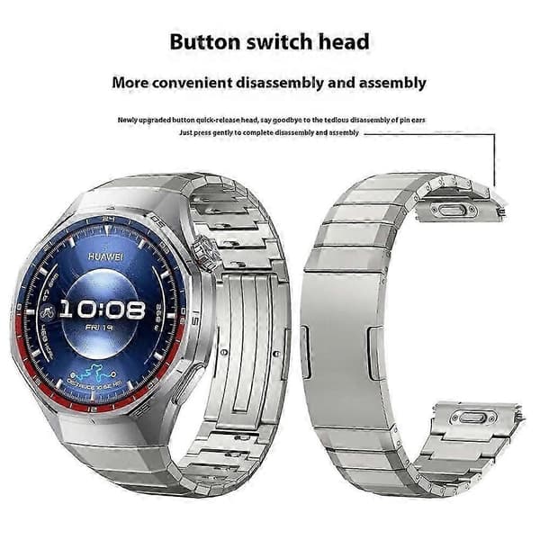 Kompatibel med Huawei Watch GT 6 Pro 46mm Quick Release Armband Bambu Joint Design Titanlegering Klockarmband -N Grå Grey