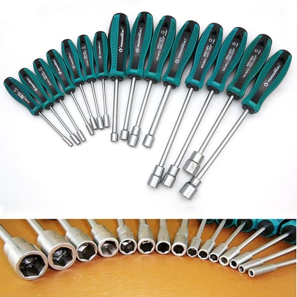 Metallic Anti-Slip Handle Tool Wrench Nut Driver Socket Screwdriver Matches the image 12mm Matches the image 12mm