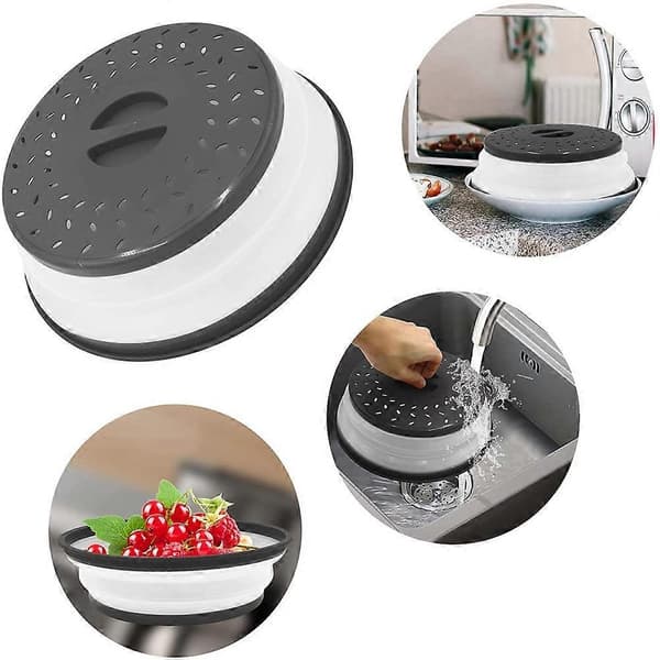 Foldable Splatter Guard, Lid with Handle, Strainer Basket, Dishwasher Safe