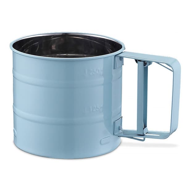 Handheld Flour Sifter, Semi-Automatic Hand-Pressed Mesh Sieve, Sugar Flour Sifter, Kitchen Baking Tool, Blue