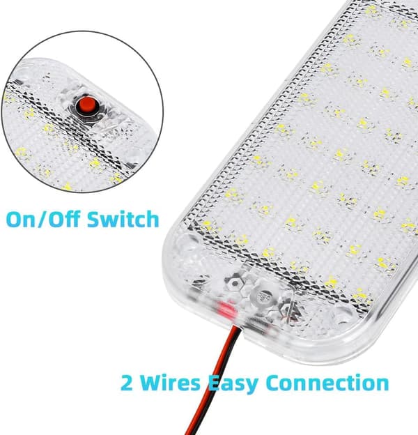 LED interiørlyslist, 2 STK 48LED 12V interiørlyslist 10W, 800LM Hvit lyslist