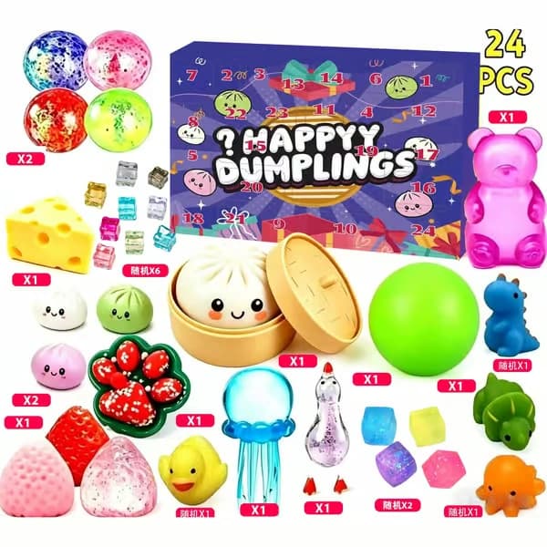 Squishy Bao Bolle Julekalender 2026, 24-dages Blind Box Stresslindring [YJD]