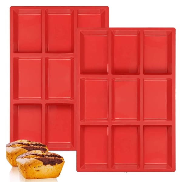 2 stk Silikone Mini Brødforme, Non-Stick Mini Brødform, 9 Hulrum Silikone Bageform til Mini Brødkage, Brød, Farsbrød, Mini Kage, Sæbe
