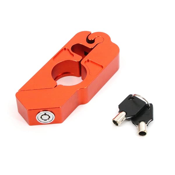 Grip Lock, Motorcycle Handlebar Grip Security Lock & Key (Orange)
