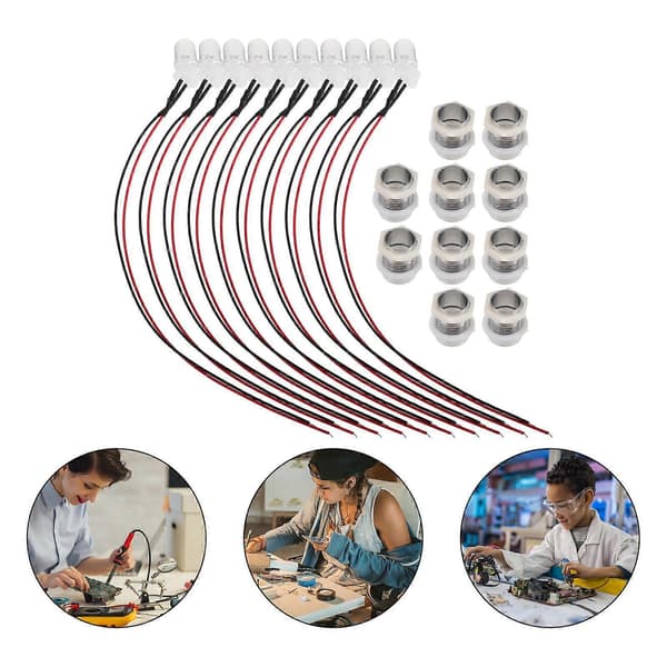 LED-lampe lysdiode for elektroniske prosjekter 10 stk med metallbase[DB]
