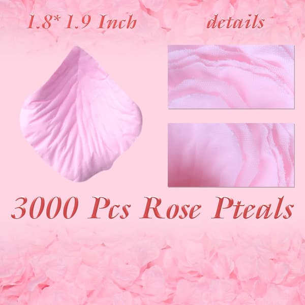 3000 stykker lyserøde rosenblade, kunstige blade, silkerose