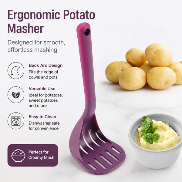 Potato Masher and Vegetable Ricer in PP Plastic with Non-Slip Handle, Kitchen Utensil