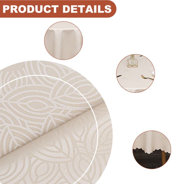 1 Tablecloth - Leaves Beige (Thickened) - 180 cm Round Tablecloth