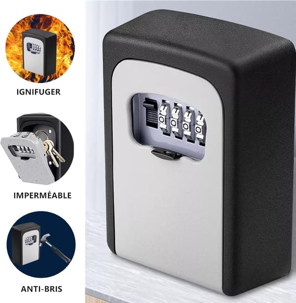 Wall Mounted Key Box with 4-Digit Code, 5 Keys Security Storage Key Holder B
