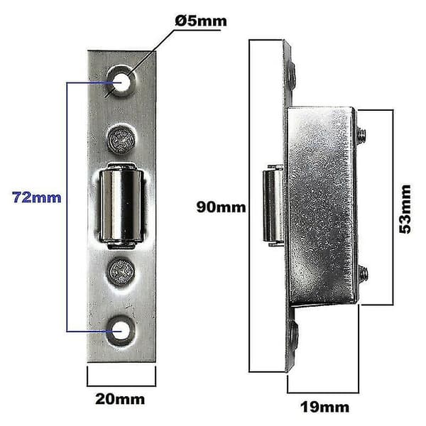 Adjustable Roller Catch Satin Mortice Door Spring Ball Latch Stainless Steel (silver) (1 pc)