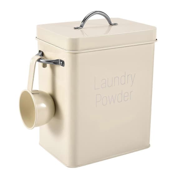 3L Beautiful Powder Detergent Boxes Storage with Scoop Cream White