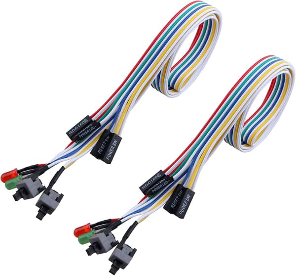 65CM 2-pakning PC-strømbryter med LED-kabel og lyskabel 3 i 1 for stasjonær PC ATX-kabinett Kill