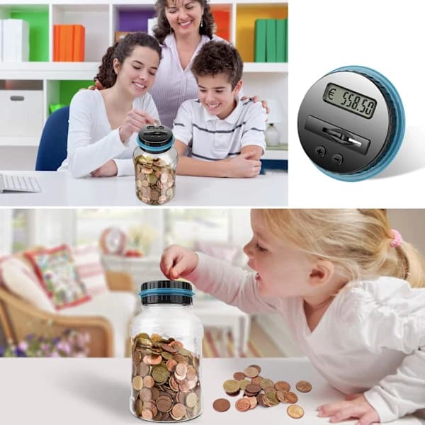 Pengeboks sparegris med LCD-skjerm