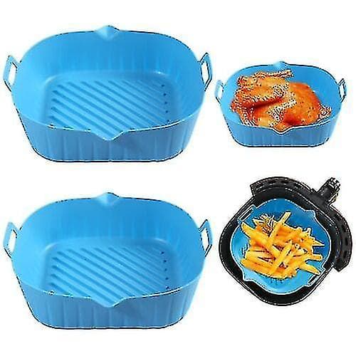 Airfryer Silikonform Bakform Ugnssäker Non-stick Återanvändbara Foder Mikrovågssäker Blå Blue