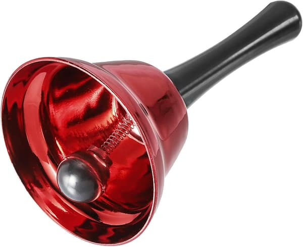 1 pc Loud Hand Bell, 75 mm (2.95\") Dia. Dinner Bell for Classroom, Service, Red