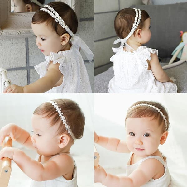 Babyflicka Hårbånd med Roset Blomst Turban Elastisk Hårbånd W