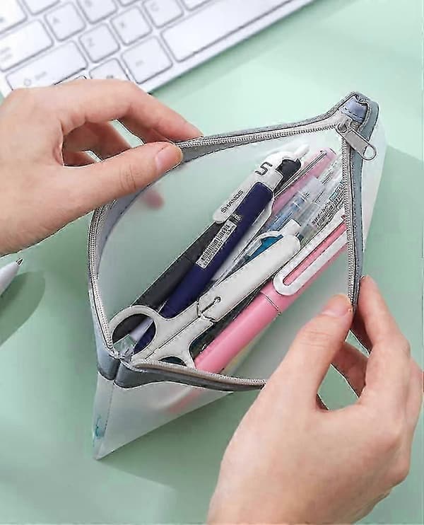 Transparent Frosted Pencil Case, Waterproof TPU Pouch with Leather Zipper, Portable Office Storage Solution for Pens and Accessories