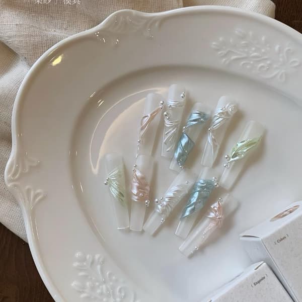 Mjuk Silke Nail Art Form DIY Hög Transparens Bandmönster 3