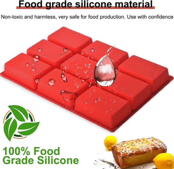2 stk Silikone Mini Brødforme, Non-Stick Mini Brødform, 9 Hulrum Silikone Bageform til Mini Brødkage, Brød, Farsbrød, Mini Kage, Sæbe