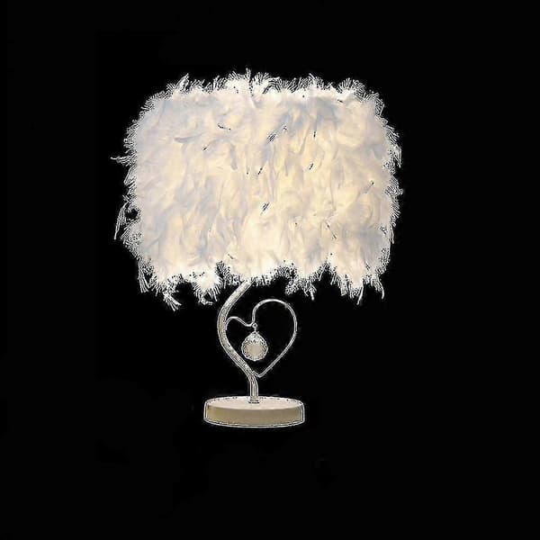 Hvid Fjer Bordlampe Natbordslampe