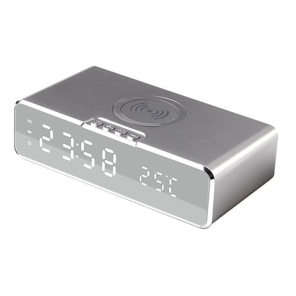 Youlala 2 i 1 LED-vækkeur med Qi-oplader og termometer til iPhone XS Max,