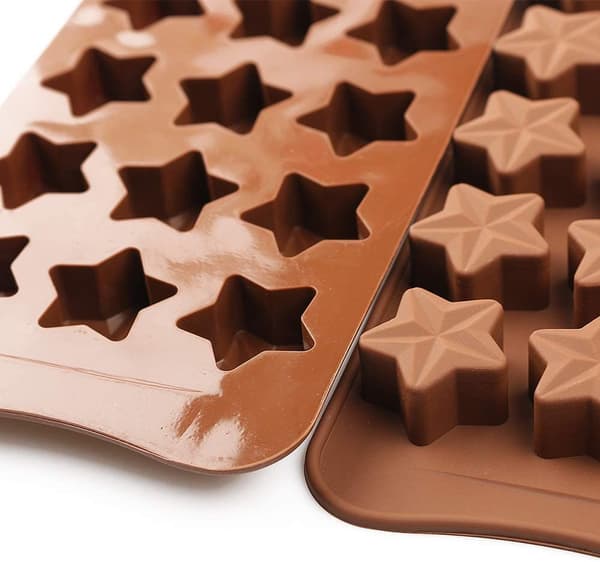 15-hullers stjerneformet chokoladeform, non-stick fødevaregodkendt silikoneformsæt til slikgelé, isterning