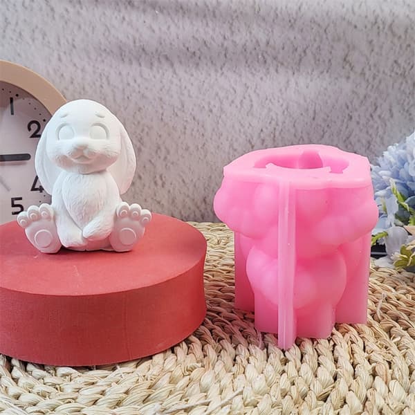 Silikoneform 3D Kaniner Lysforme Støbeforme Lysfremstillingsforme