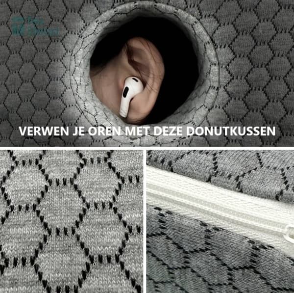 Ear Piercing Pillow with Ear Hole Orthopedic Support Pillow for Side Sleepers Comfortable with Earplugs Grey