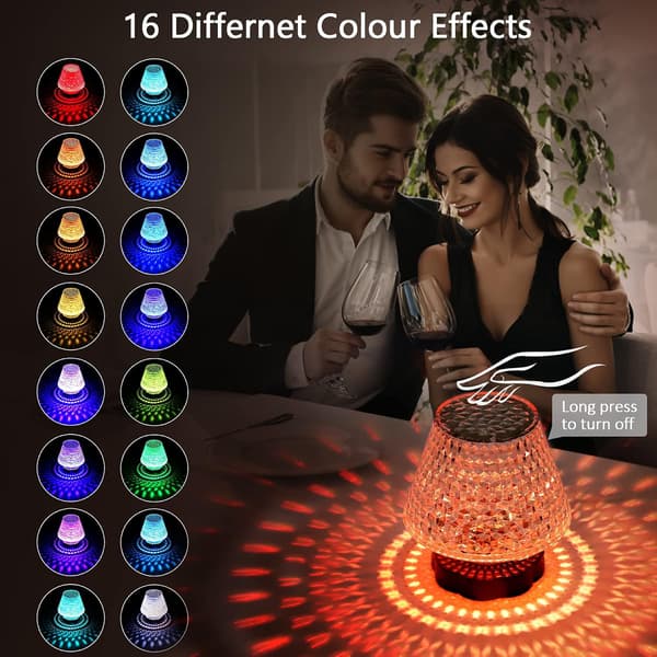 Kristalbordlampe, berøringsfølsom RGB LED-sengelampe, berøring