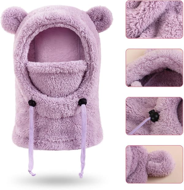 Vinterpannebånd for barn, fleece, varmt hodeplagg, lilla Lila