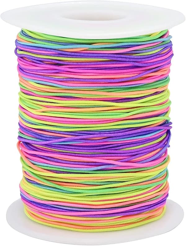 100 meter farverig elastisk perletråd, elastisk snor regnbue perletråd, bruges til at lave halskæder og armbånd, børns smykkefremstilling,