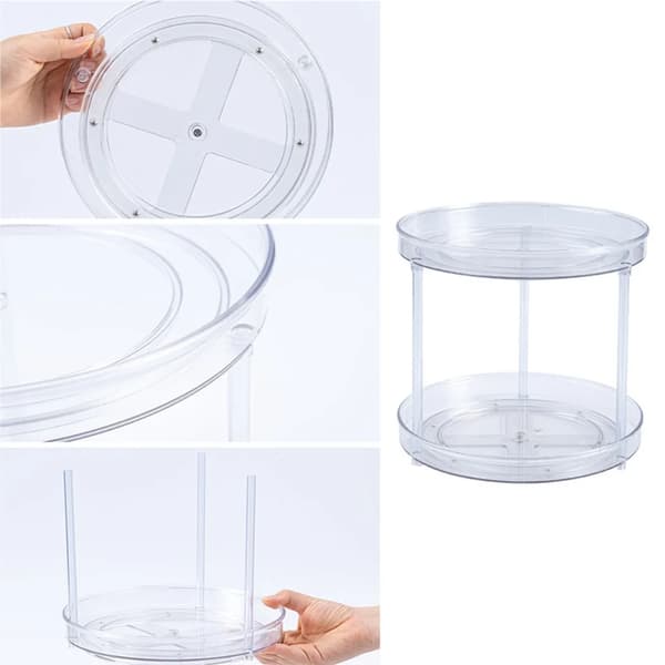 Spice Rack, Double-Layer Kitchen Shelf, 360° Rotating Multifunctional Storage Rack, Storage Tray for Spices, Cosmetics, Snacks, 23.5 x 21.6 cm