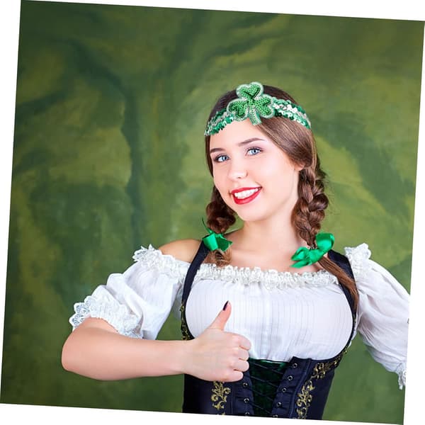 Kløverhårbånd til St. Patrick's Day, grønn, polyester PET -