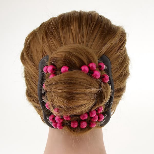 2x Stretch Magic Combs Beaded Hairpin Bow Hair Head Comb Cuff Double Clip Blue