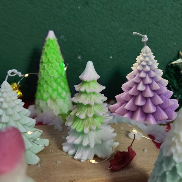 Julelysforme, 3D Juletræ Silikoneform til Lysfremstilling, DIY Håndværk Harpiksform til Duftlys, Sæbe, Slik, Chokolade