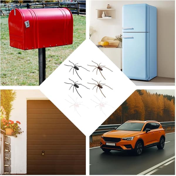 Edderkoppmagneter, 6 stk, realistiske, skumle -