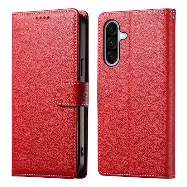 Magnetisk læderpung etui til Samsung Galaxy A17 5G [JUN] Rød