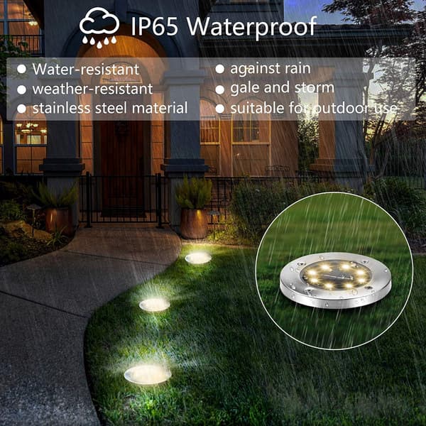 Ground lighting, 8 LED Solar Disk Lights Outdoor Water