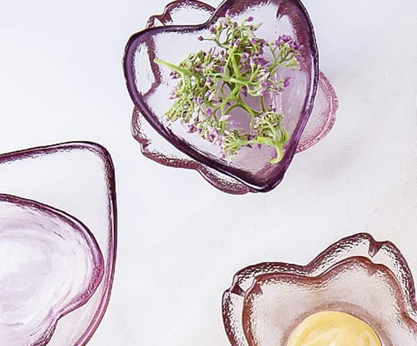 4 st glas hjärtformade kryddskålar dippförrättstallrikar snacks -