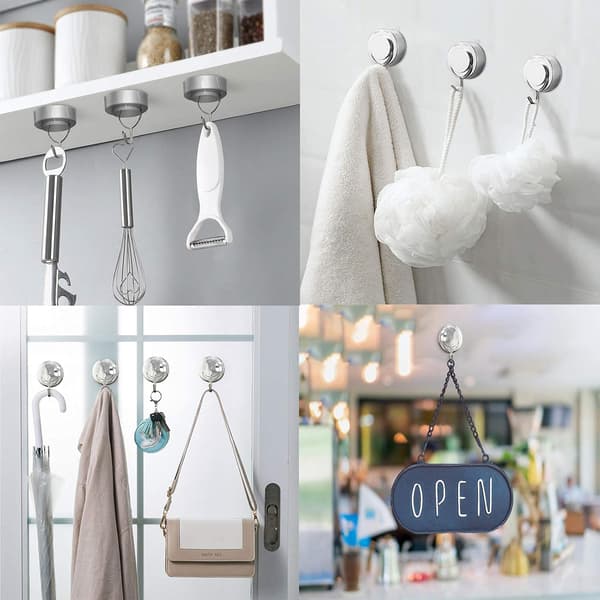 Suction Cup Hooks Silver Twist Suction Cup Removable 2 pcs