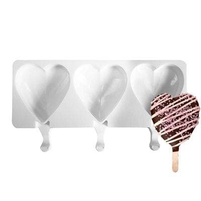 Hjerte Isform, Hjerte Ispind Silikoneform Isform 3 stk Is Vit white